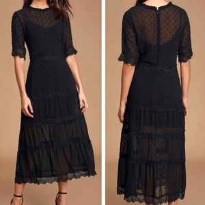 Lulu's Dreaming of You Black Swiss Dot Dress Black